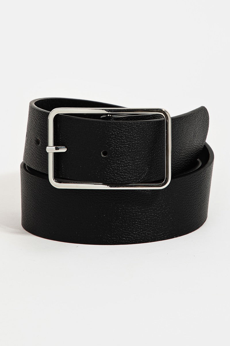 RECTANGLE FAUX LEATHER BELT