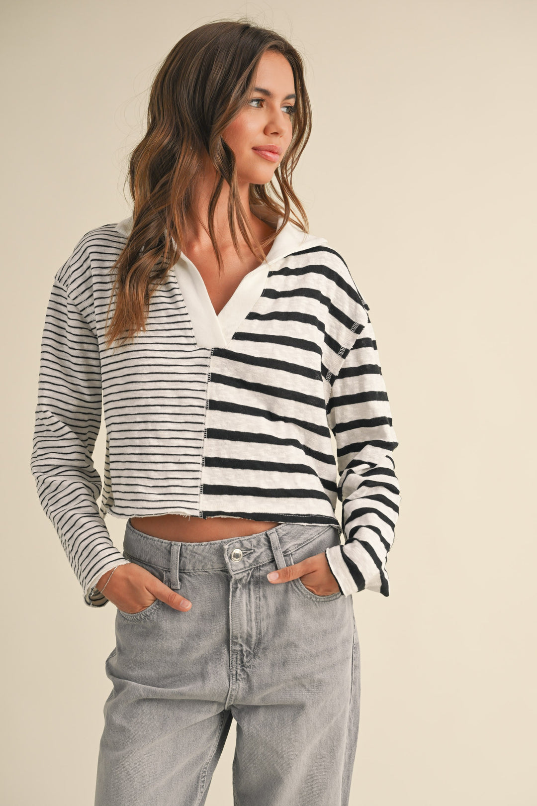 COLOR COMBO STRIPED KNITTED TOP