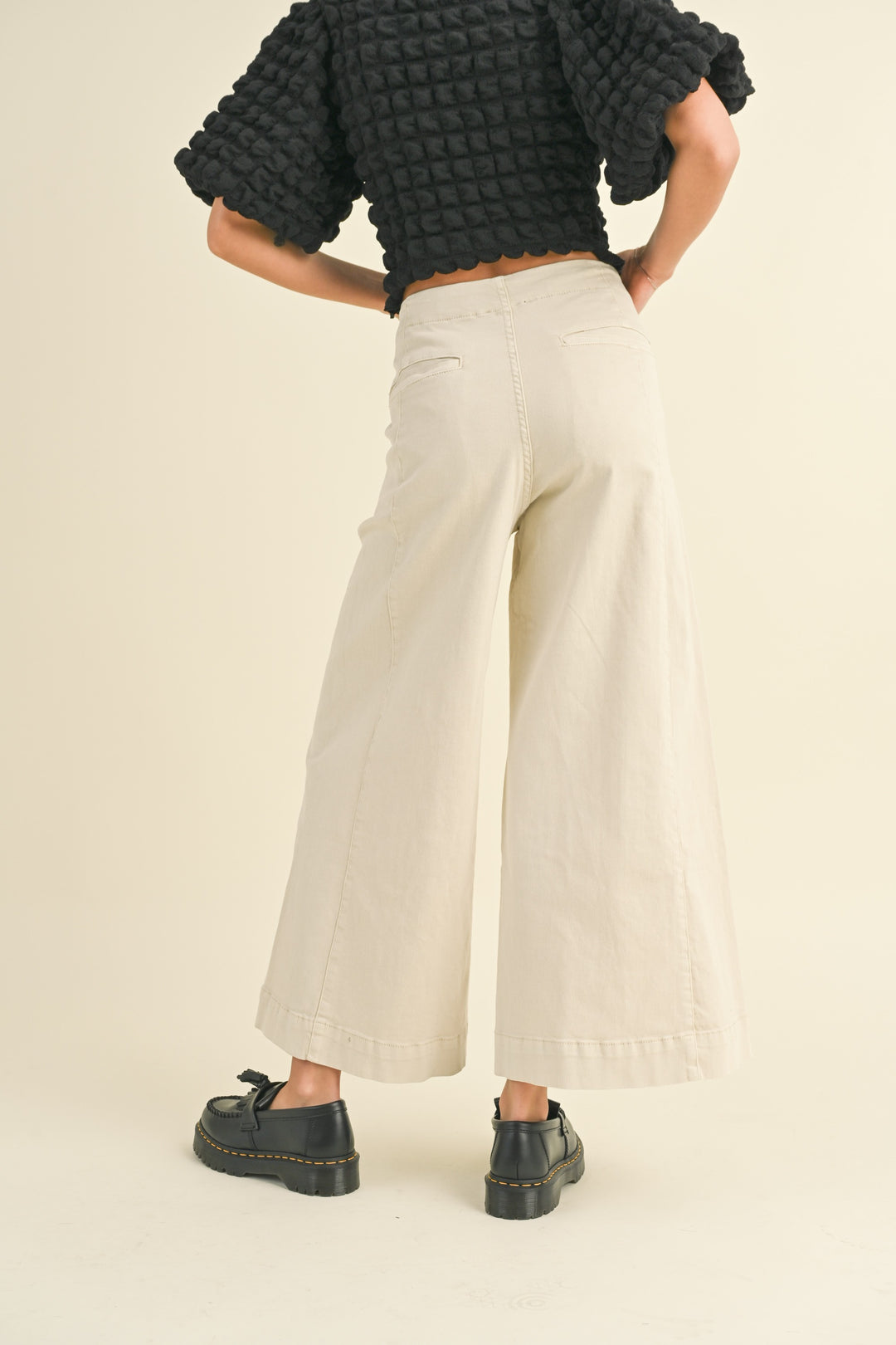 STRETCHED WIDE LEG PANTS