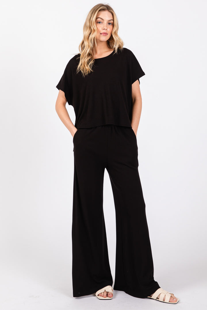 THERMAL WIDE LEG PANTS