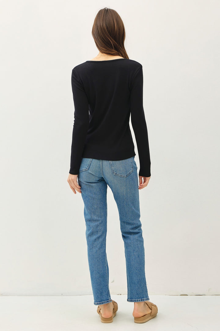 SOFT BASIC LONG SLEEVE KNIT TEE