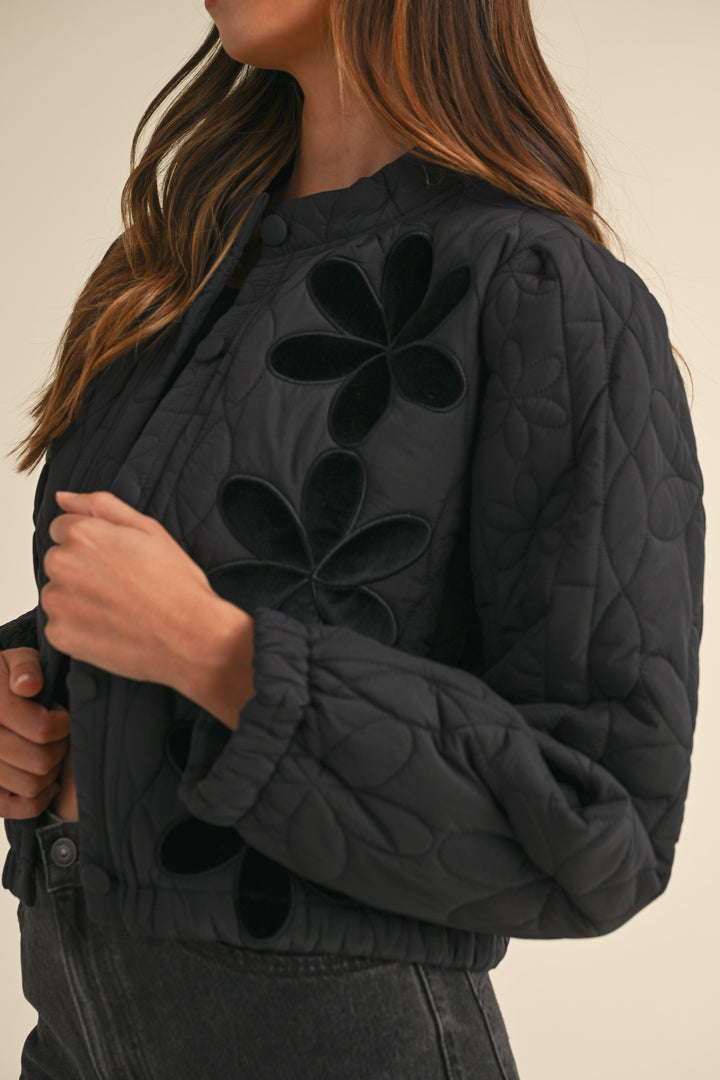 QUILTED VELVET FLORAL JACKET