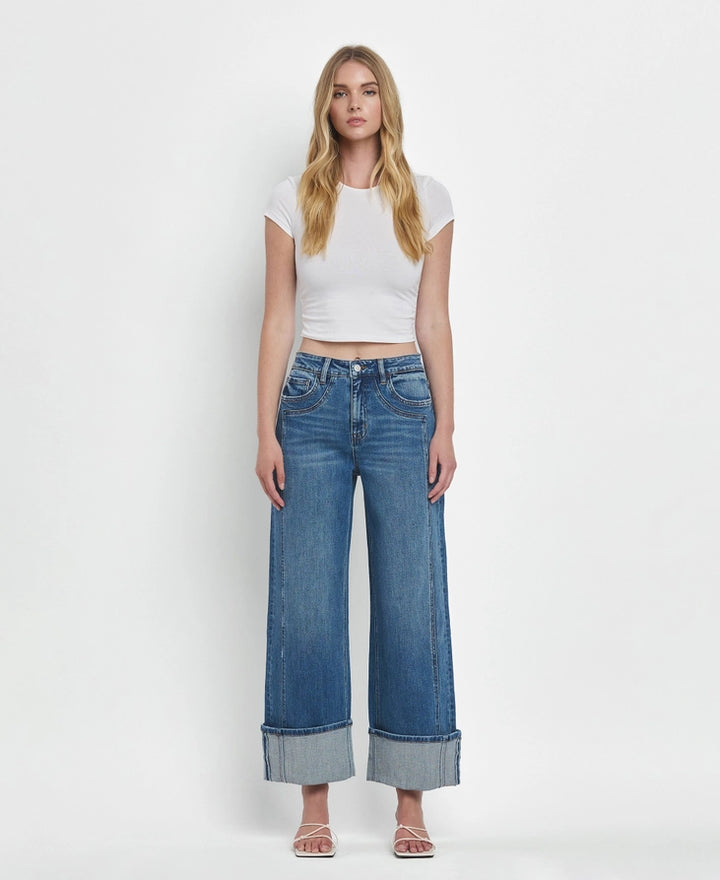 HIGH RISE BAGGY WIDE LEG JEANS