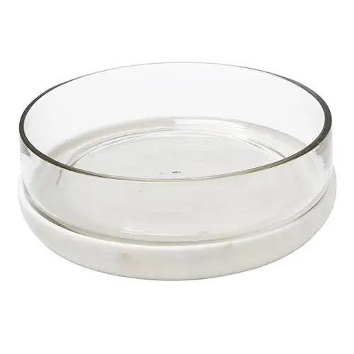 WHITE MARBLE AND GLASS BOWL