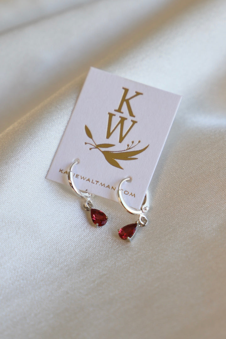 BIRTHSTONE TEARDROP EARRINGS