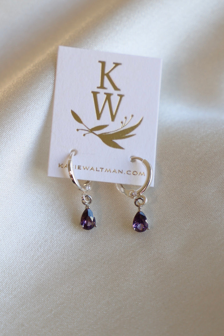 BIRTHSTONE TEARDROP EARRINGS