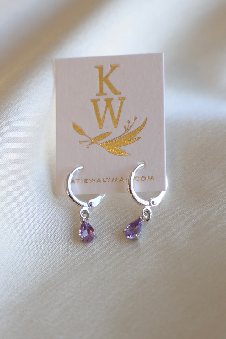 BIRTHSTONE TEARDROP EARRINGS