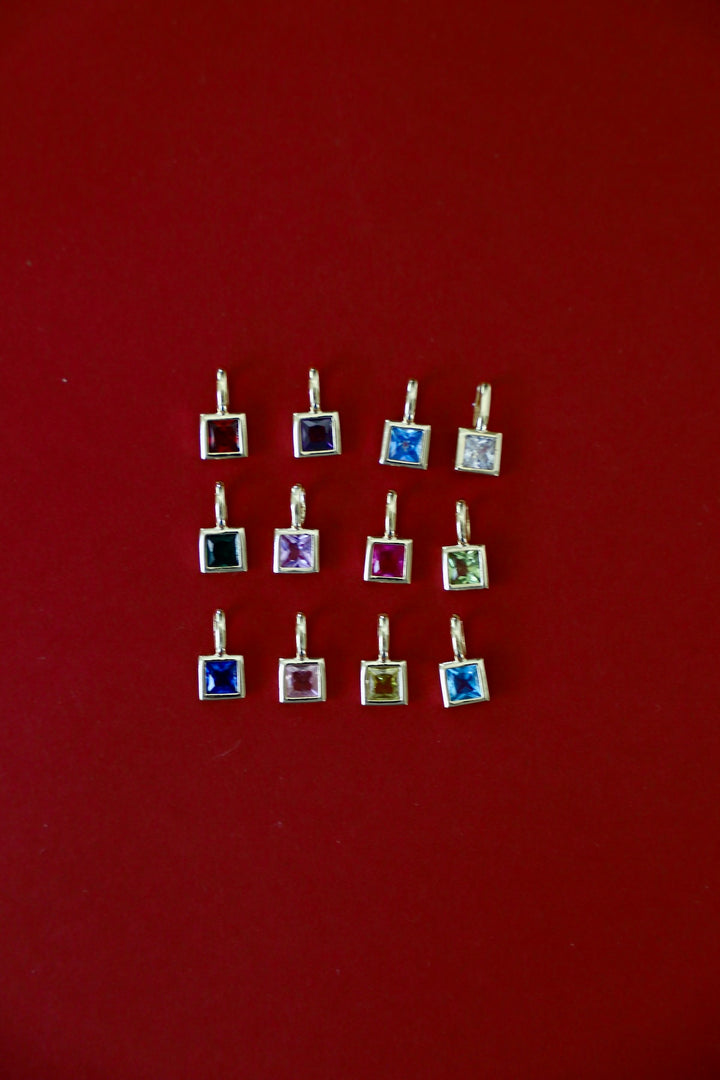 SQUARE BEZEL BIRTHSTONE CHARM