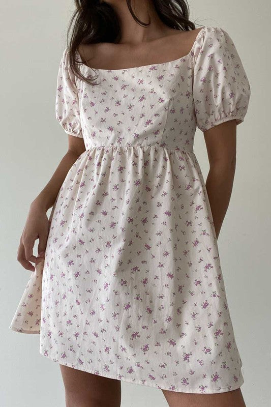 FLORAL BABYDOLL MINI DRESS