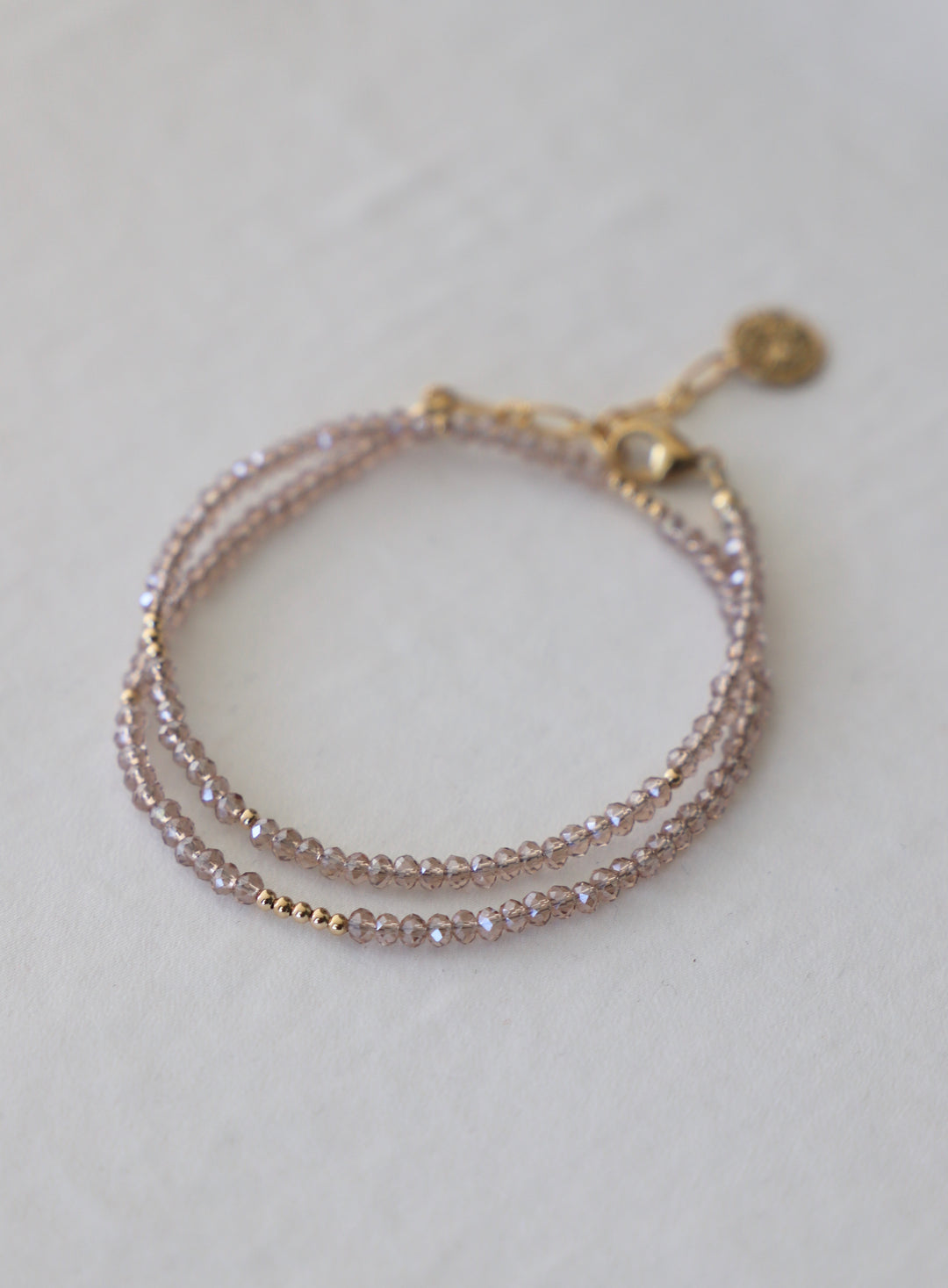 CHAMPAGNE PETITE CRYSTAL DOUBLE WRAP BRACELET