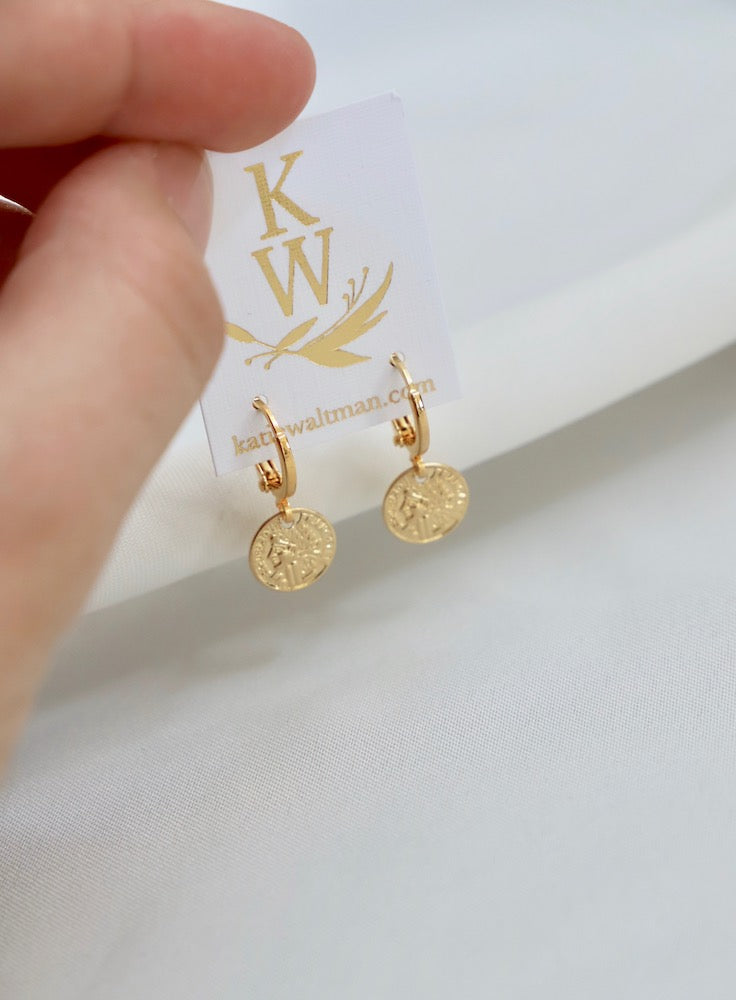 PETITE COIN HUGGIE EARRINGS