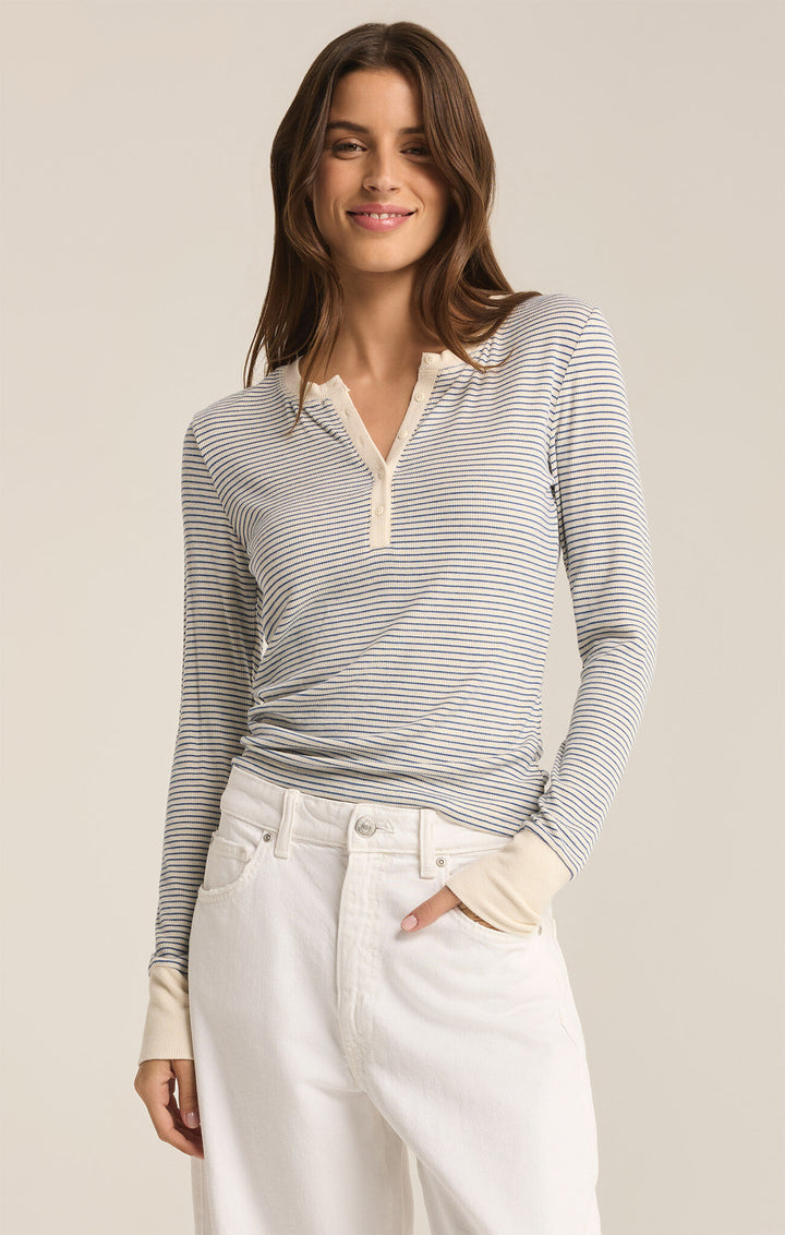 SCARLETT STRIPE RIB HENLEY