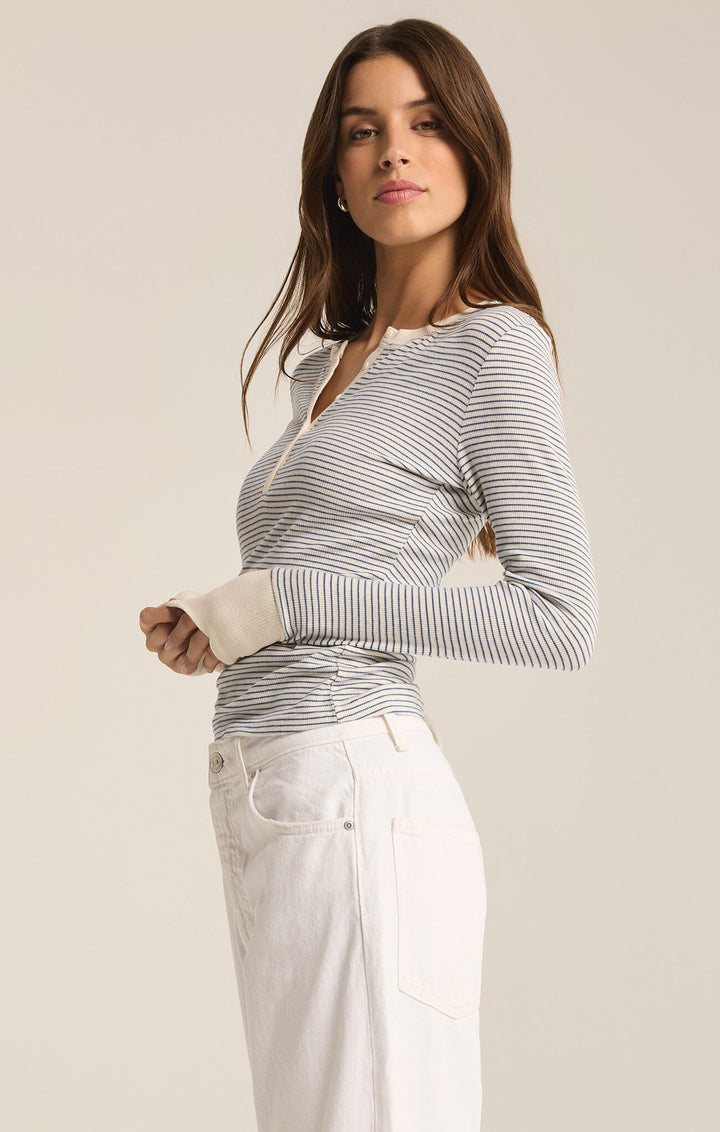 SCARLETT STRIPE RIB HENLEY