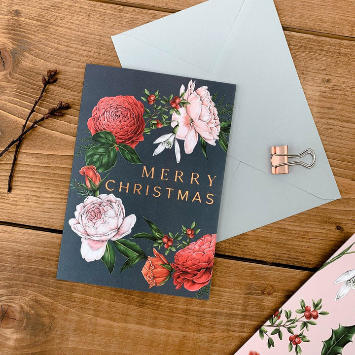 BERRY ROSES CHRISTMAS CARD