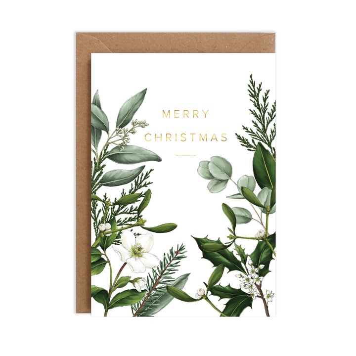 GREENERY BOARDER CHRISTMAS CARD